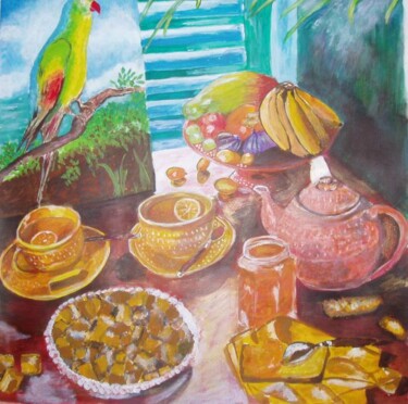 Peinture intitulée "Petit déjeuner" par Véronique Martin, Œuvre d'art originale