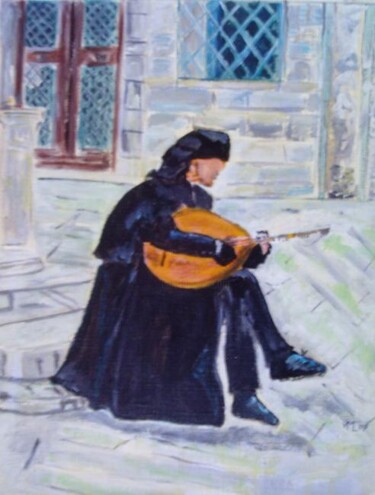 Painting titled "Etudiant Musicien" by Véronique Martin, Original Artwork