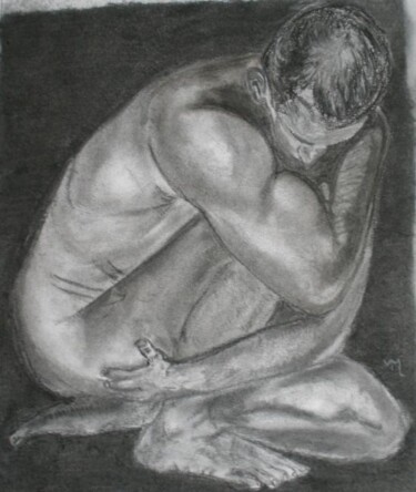 Schilderij getiteld "Homme nu" door Véronique Martin, Origineel Kunstwerk