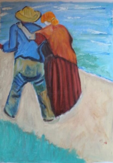 Painting titled "couple de paysans v…" by Véronique Martin, Original Artwork