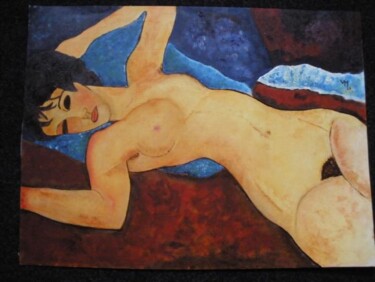 Peinture intitulée "Femme nue sur le di…" par Véronique Martin, Œuvre d'art originale