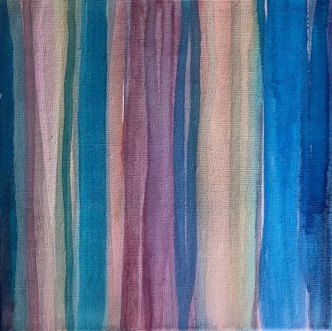 Painting titled "Lignes couleurs 6" by Véronique Missud (Musique), Original Artwork, Ink Mounted on Wood Stretcher frame