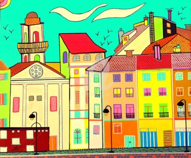 Картина под названием "Arles en couleur" - Veronique Naffetat, Подлинное произведение искусства, Акрил