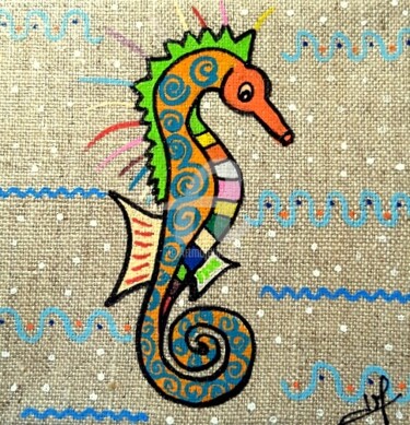 「HIPPOCAMPE」というタイトルの絵画 Veronique Naffetatによって, オリジナルのアートワーク, アクリル