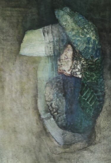 Malerei mit dem Titel "The Lizard" von Veronique Nerou, Original-Kunstwerk, Öl