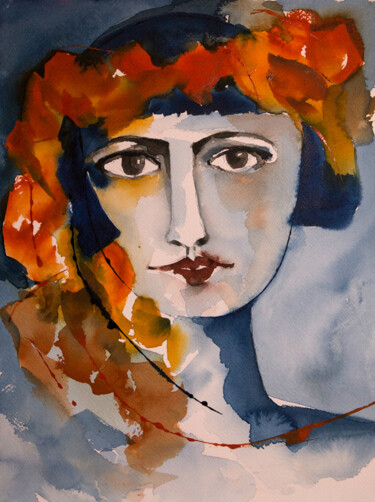 Peinture intitulée "Carmen-02" par Véronique Piaser-Moyen, Œuvre d'art originale, Aquarelle Monté sur Carton