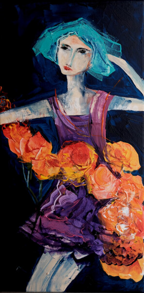 Картина под названием "Femme blues 32" - Véronique Piaser-Moyen, Подлинное произведение искусства, Акрил Установлен на Дерев…