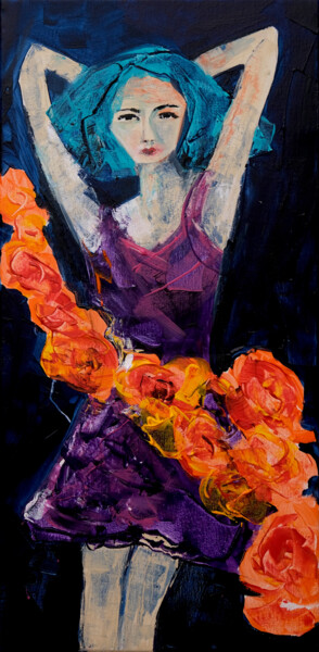 Картина под названием "Femme blues 34" - Véronique Piaser-Moyen, Подлинное произведение искусства, Акрил Установлен на Дерев…