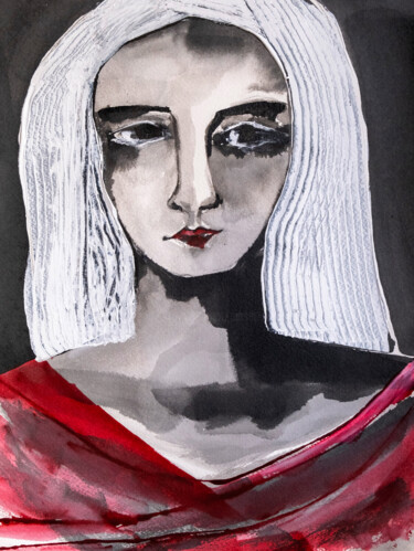 Drawing titled "Rouge" by Véronique Piaser-Moyen, Original Artwork, Ink