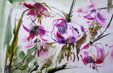 Peinture intitulée "Lis rose des Pyréné…" par Véronique Piaser-Moyen, Œuvre d'art originale, Aquarelle