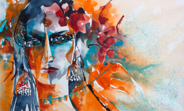 Peinture intitulée "Hijra-03 - l'homme…" par Véronique Piaser-Moyen, Œuvre d'art originale, Aquarelle