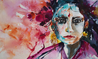 Peinture intitulée "Tara femme courage" par Véronique Piaser-Moyen, Œuvre d'art originale, Aquarelle