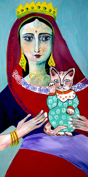 Peinture intitulée "La madone gypsy au…" par Véronique Piaser-Moyen, Œuvre d'art originale, Acrylique