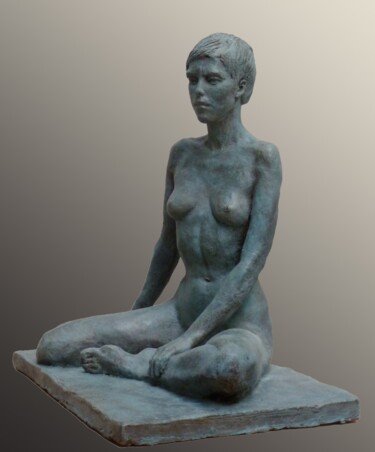 Skulptur mit dem Titel "Fragile jeunesse" von Pico Sculpteur, Original-Kunstwerk, Terra cotta