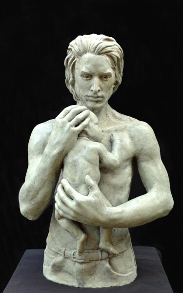 Sculpture titled "Paternité" by Pico Sculpteur, Original Artwork, Resin