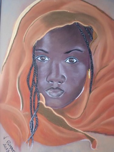 Painting titled "Femme noire" by Véronique Gavois P., Original Artwork, Pastel