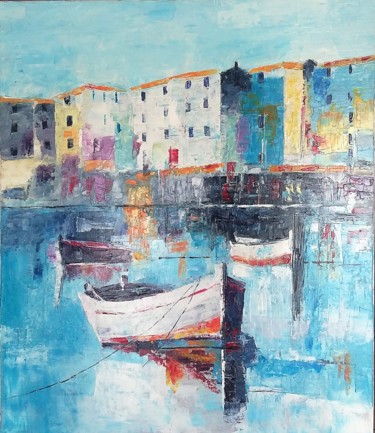 Painting titled "port-croatie.jpg" by Véronique Régis, Original Artwork, Oil