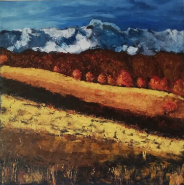 Painting titled "Paysage d’automne V…" by Véronique Régis, Original Artwork, Oil