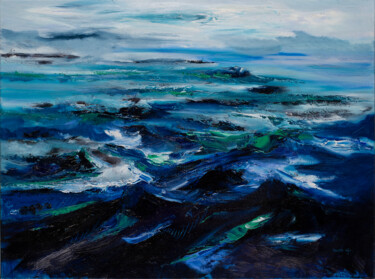 Peinture intitulée "De l'océan à Port M…" par Véronique Rémond (Houssa Kýu), Œuvre d'art originale, Huile Monté sur Châssis…