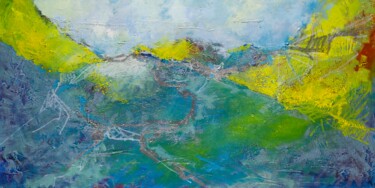 Painting titled "Mont Fuji et le 9èm…" by Véronique Rémond (Houssa Kýu), Original Artwork, Oil Mounted on Wood Stretcher fra…