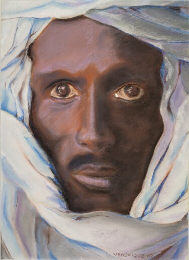 Rysunek zatytułowany „Portrait Touareg” autorstwa Véronique Rémond (Houssa Kýu), Oryginalna praca, Pastel
