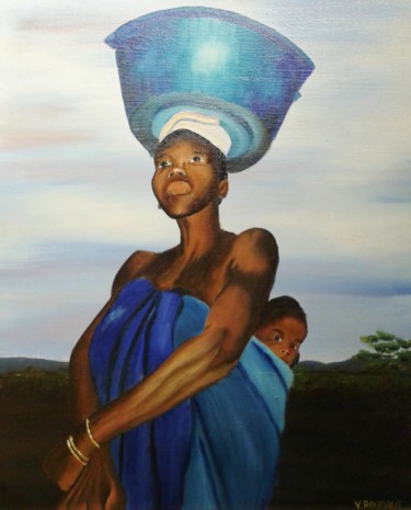 Peinture intitulée "Belle Rwandaise" par Véronique Roubaut, Œuvre d'art originale, Autre
