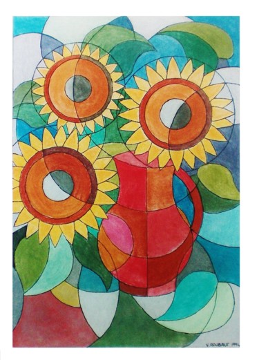 Dessin intitulée "Enfants du soleil" par Véronique Roubaut, Œuvre d'art originale, Pastel