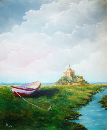 Peinture intitulée "Le Mont Saint Michel" par Véronique Roubaut, Œuvre d'art originale, Acrylique