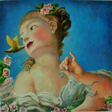 Pittura intitolato "La jeune fille libé…" da Véronique Roubaut, Opera d'arte originale, Olio