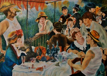 Painting titled "Mon "Déjeuner des c…" by Véronique Roubaut, Original Artwork, Oil