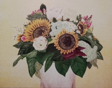 Pintura titulada "vs-composition-flor…" por Véronique Nelly Schirer, Obra de arte original, Acrílico