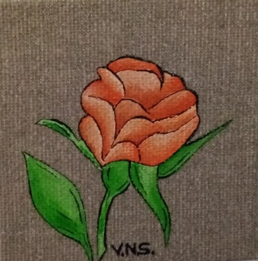 绘画 标题为“"Rose orange" Minia…” 由Véronique Nelly Schirer, 原创艺术品, 丙烯