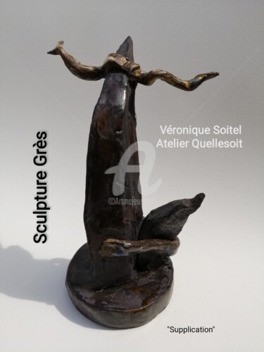 Rzeźba zatytułowany „supplication” autorstwa Véronique Soitel, Oryginalna praca, Terakota