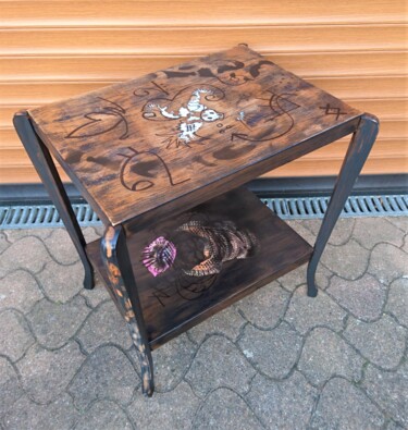 Table léopard la vie reste Design intitulée "Table léopard la vi…" par Véronique Tête De L'Art, Œuvre d'art originale, Meuble