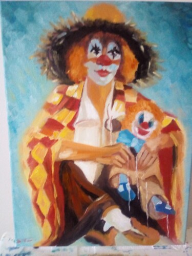 Painting titled "Clowns" by Veronique Thisse, Original Artwork, Oil