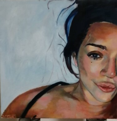 Painting titled "Portrait no 18" by Veronique Thisse, Original Artwork, Oil