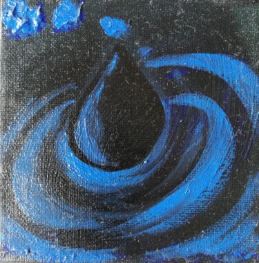 Painting titled "LA GOUTTE (bleue) Q…" by Véronique Trovalet, Original Artwork, Oil