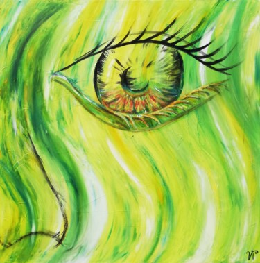 Painting titled "AU VERT" by Véronique Trovalet, Original Artwork, Acrylic