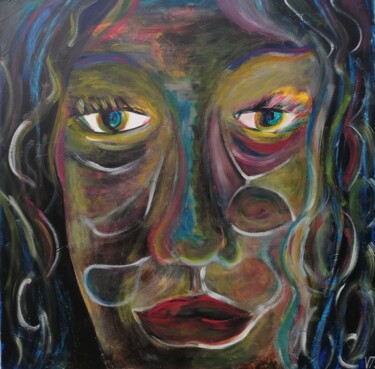 Schilderij getiteld "NOIRCEUR" door Véronique Trovalet, Origineel Kunstwerk, Acryl