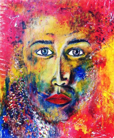 Painting titled "ANDROGYNE rouge" by Véronique Trovalet, Original Artwork, Acrylic