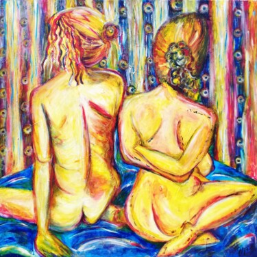 Painting titled "FEMMES NUES" by Véronique Trovalet, Original Artwork, Acrylic