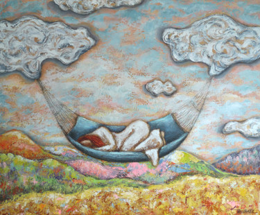 Peinture intitulée "Le hamac" par Véronique Wibaux, Œuvre d'art originale, Acrylique