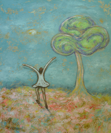 제목이 "Gratitude"인 미술작품 Véronique Wibaux로, 원작, 아크릴 나무 들것 프레임에 장착됨
