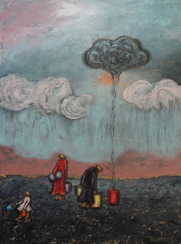 제목이 "Le seau"인 미술작품 Véronique Wibaux로, 원작, 아크릴 나무 들것 프레임에 장착됨