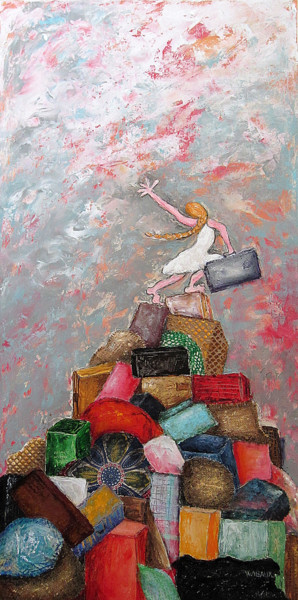 Painting titled "Bon voyage en Itali…" by Véronique Wibaux, Original Artwork, Acrylic Mounted on Wood Stretcher frame