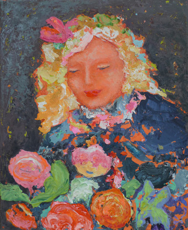 Peinture intitulée "La dame qui aimait…" par Véronique Wibaux, Œuvre d'art originale, Acrylique Monté sur Châssis en bois