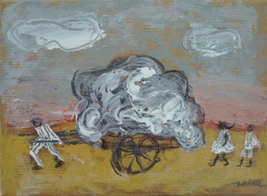 Painting titled "Charette" by Véronique Wibaux, Original Artwork, Acrylic