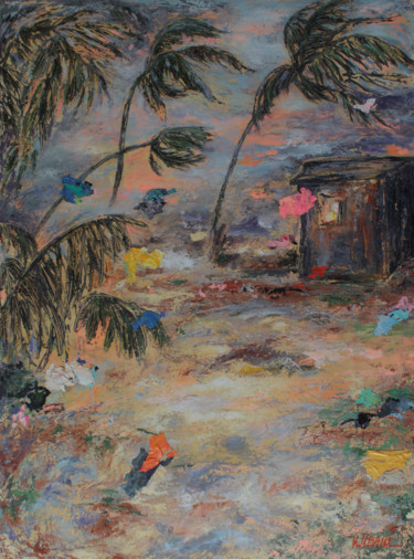제목이 "Avant l'orage"인 미술작품 Véronique Wibaux로, 원작, 아크릴 나무 들것 프레임에 장착됨