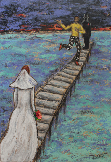 제목이 "Presque mariée"인 미술작품 Véronique Wibaux로, 원작, 아크릴 나무 들것 프레임에 장착됨