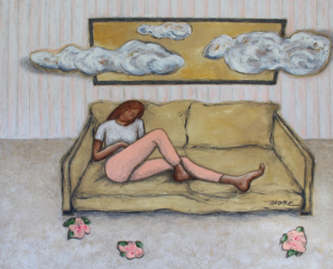 Malarstwo zatytułowany „Le canapé” autorstwa Véronique Wibaux, Oryginalna praca, Akryl